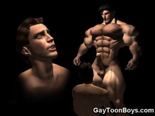 ¡Gatito musculoso grande de los gays 3d gays!